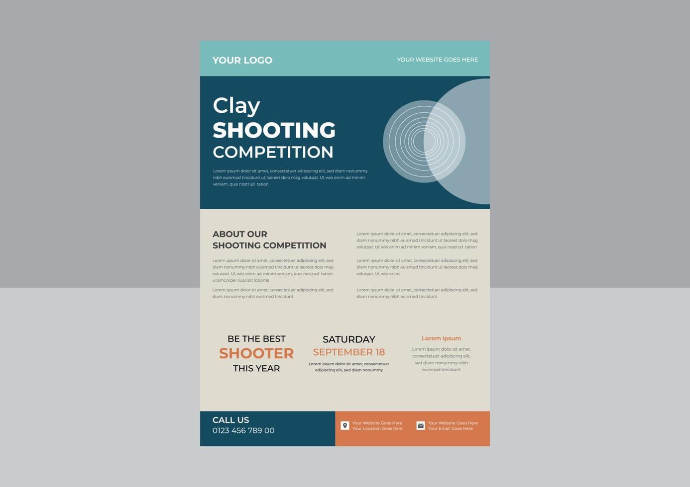 Vector illustration. Illustration shows a kind of sport. Clay pigeon shooting flyer, Shooting Skeet flyer template, poster, banner, vector eps.