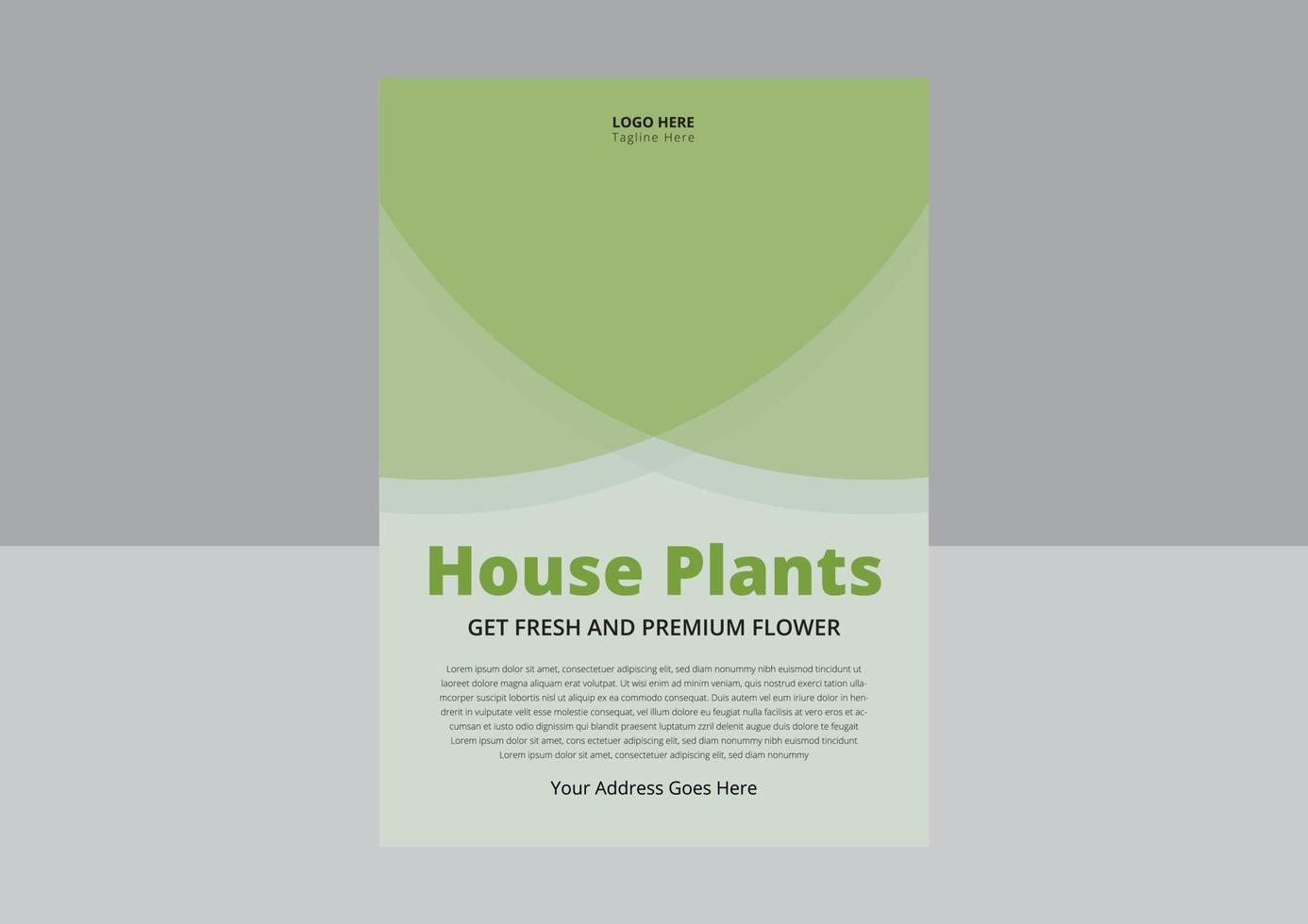 House Plants flyer template design. greenhouse, home garden, gardening, plant lover. A4 vector illustration for poster, banner, flyer, advertising.