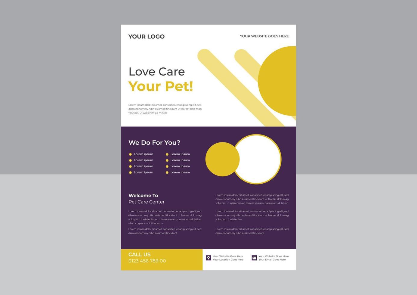 Pet care Flyer design, Pet care Vector template, Animal care Flyer Template, Pet Shop Flyer, Poster, Cover, a4 Size, Flyer Design.