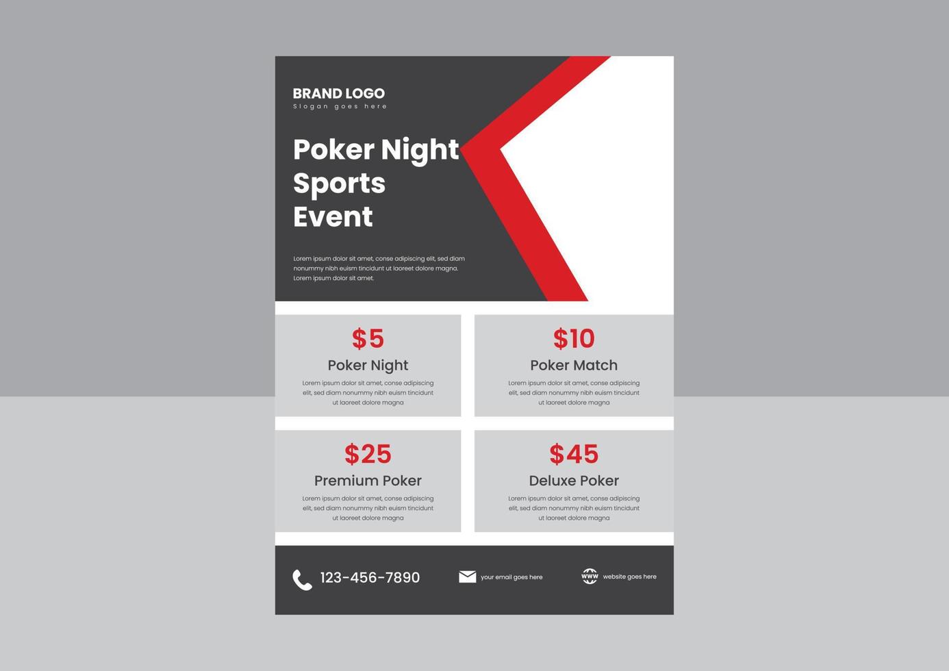 poker night sports event flyer poster design template. be the ace poker night flyer poster design. vector