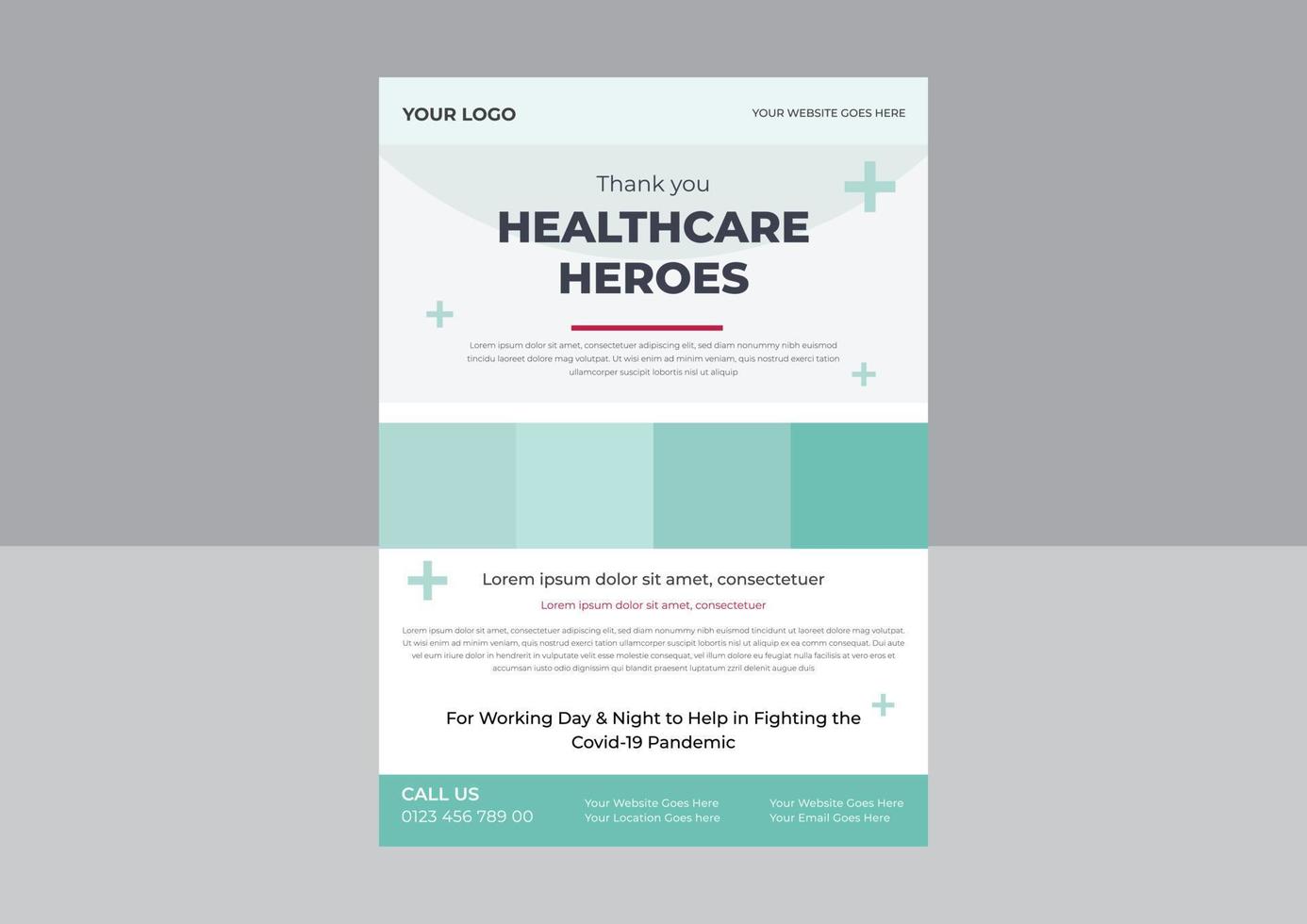 Appreciation for Health Care workers Flyer, Service and Sacrifice amid corona virus Flyer, Appreciation for essential worker, Thank you to all the healthcare heroes Template. vector