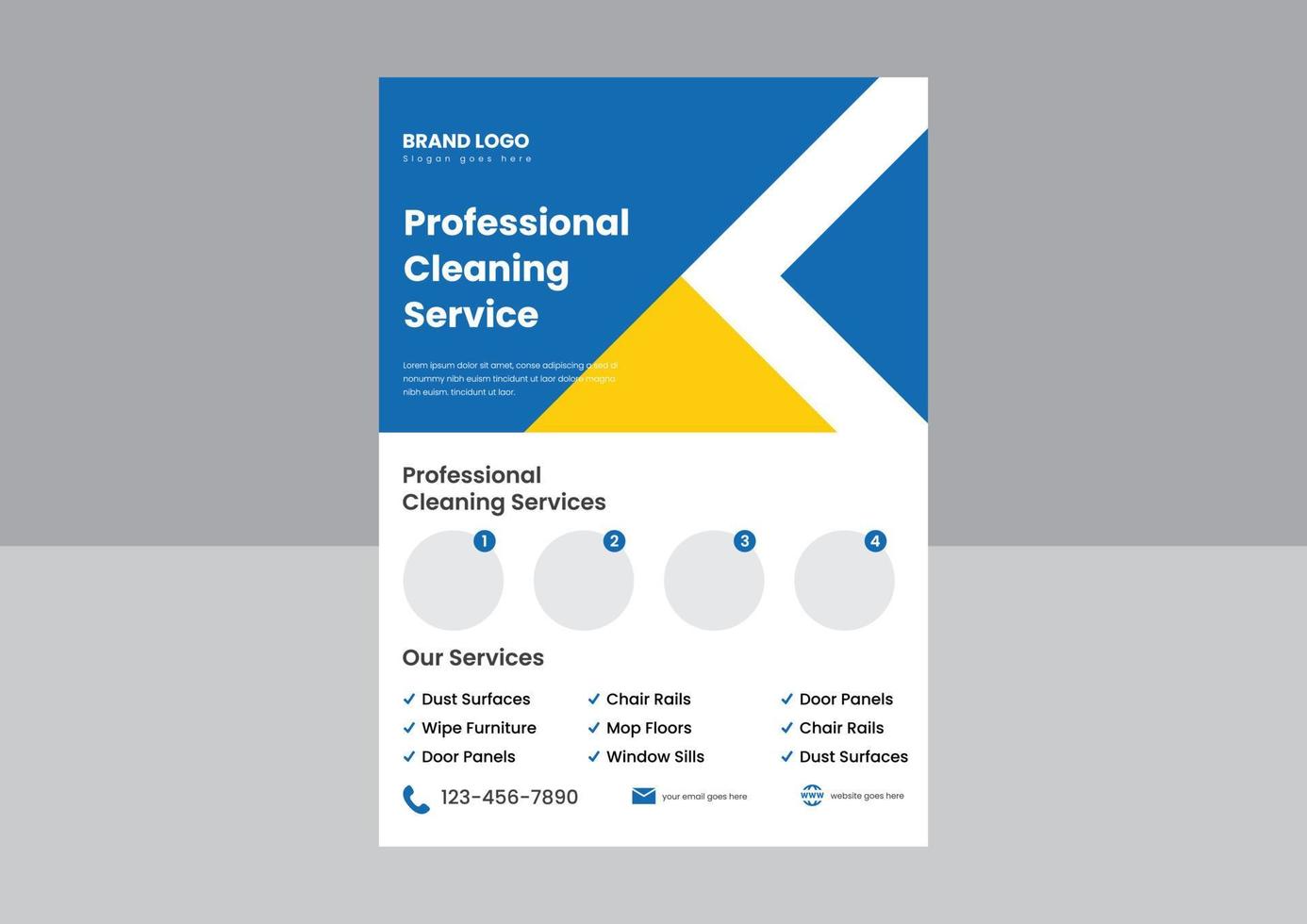 professional cleaning service flyer poster template. home and office cleaning service poster leaflet design template. vector