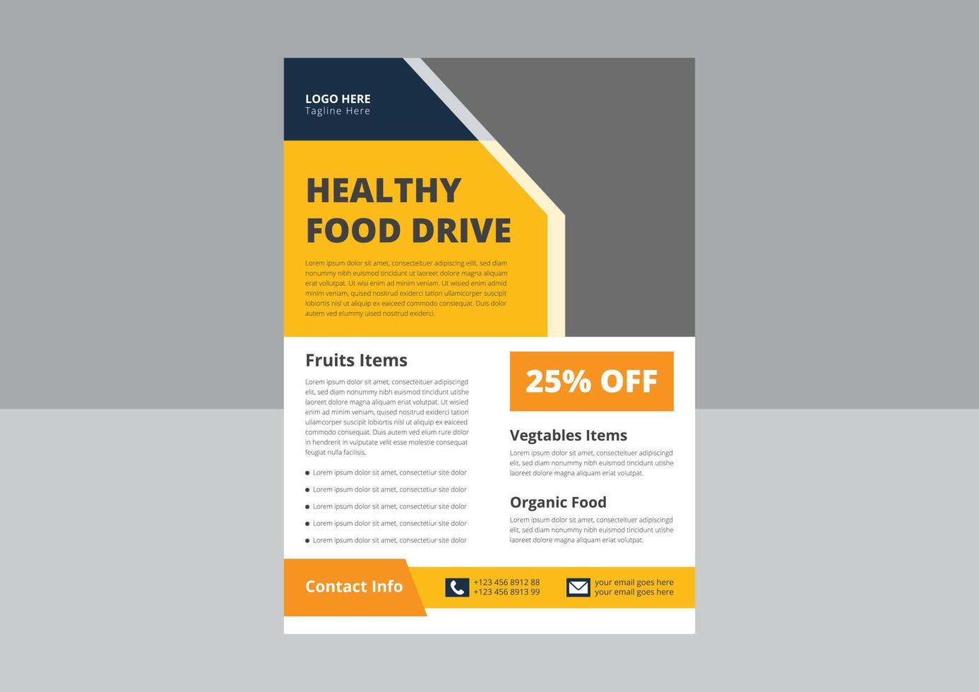 Food Drive Flyer Templates. Food Donation Flyer Design. Charity fundraisers flyer poster template. Cover, leaflet, flyer design. vector