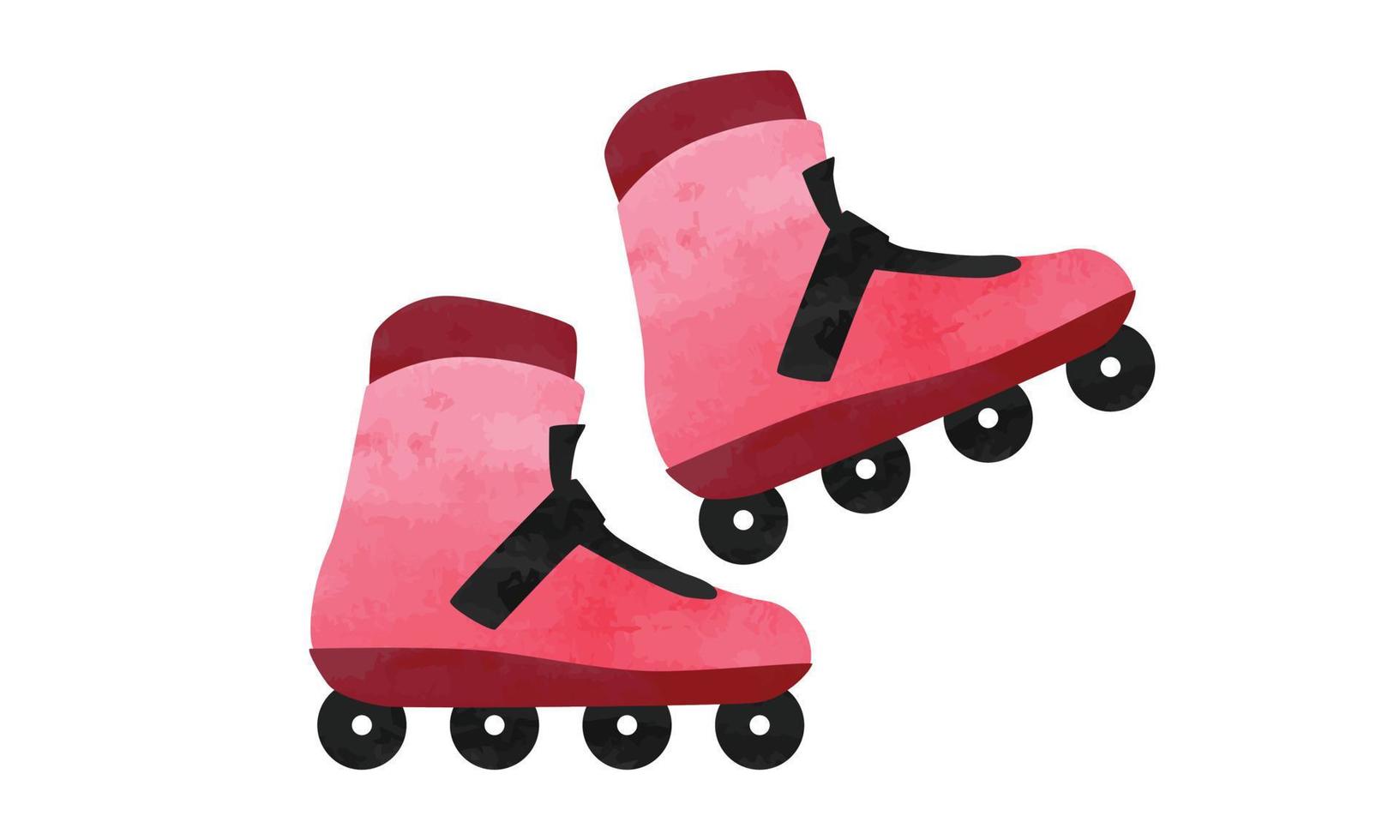 imágenes prediseñadas de patines en línea. par de patines en línea estilo acuarela ilustración vectorial aislado sobre fondo blanco. patines de dibujos animados estilo dibujado a mano. diseño de vectores aislados de patines en línea