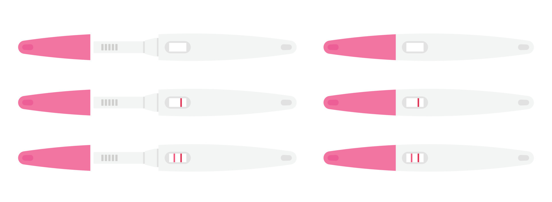 Set of pregnancy test results vector illustration. Pregnancy positive