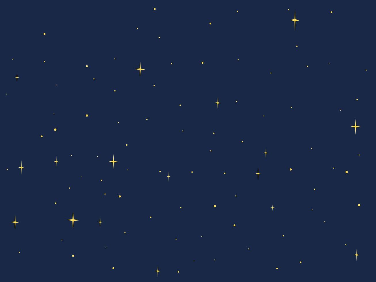 diseño de vector de cielo estrellado de noche de dibujos animados. fondo de espacio azul oscuro simple con imágenes prediseñadas de estrellas. patrón estrellado de dibujos animados. estrellas cósmicas en el vector espacial de la oscuridad, constelaciones del cielo nocturno galaxia