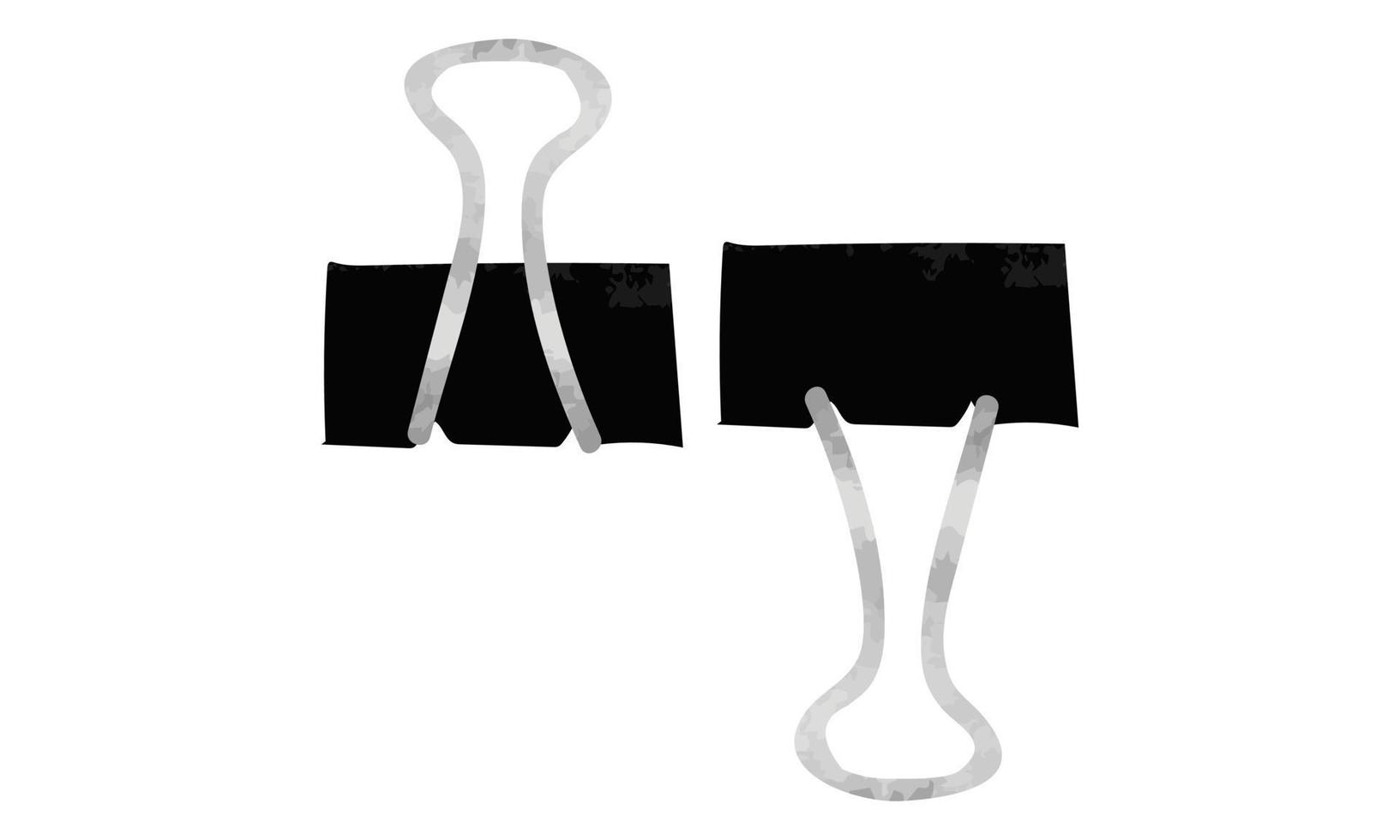 Hand drawn paper binder clips watercolor vector isolated on white