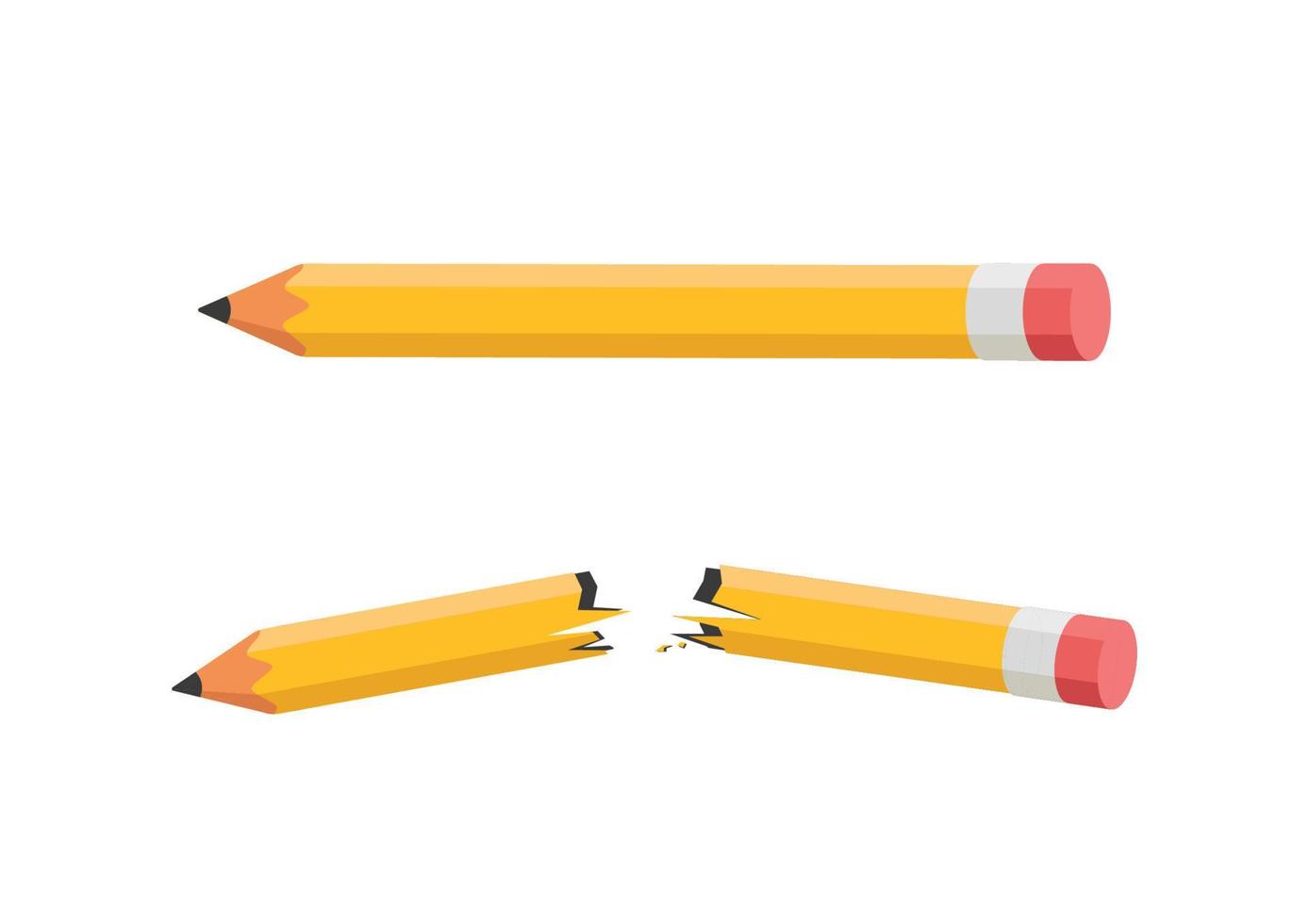 Broken pencil vector design. Cracked pencil isometric 3d style vector illustration isolated on white background. Broken pencil clipart. Anxiety, anger, stress, frustration, failure concept clipart