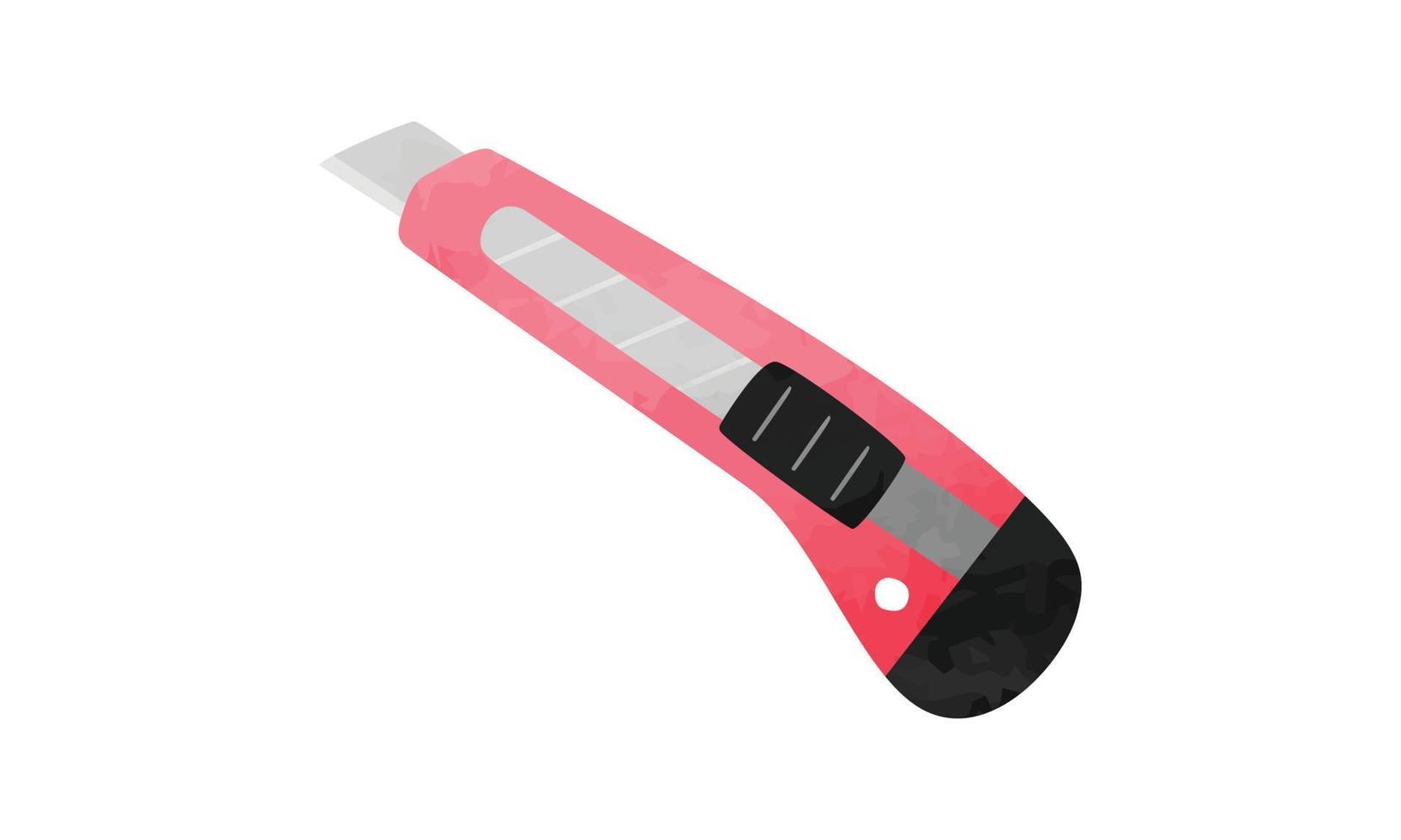 Red cutter knife clipart. Simple box cutter watercolor style