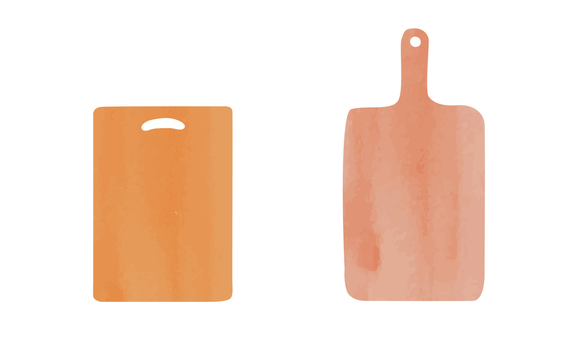 Set of wooden cutting board clipart. Simple cutting board watercolor style illustration isolated