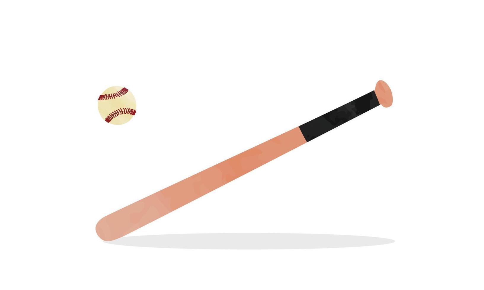 imágenes prediseñadas de bate de béisbol. ilustración de vector de estilo acuarela de bate de béisbol de madera simple aislado sobre fondo blanco. estilo dibujado a mano de dibujos animados de bate de béisbol de madera. diseño de vector de palo de béisbol