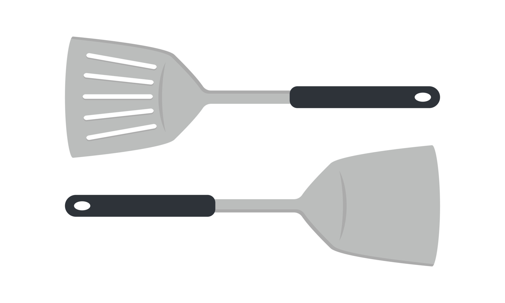 Set of kitchen spatula clipart vector illustration. Solid and slotted