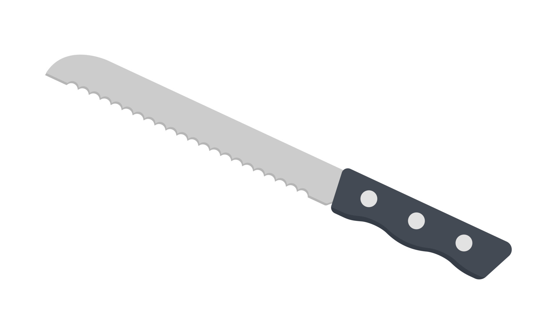Sharp bread knife clipart vector illustration. Kitchen bread knife with