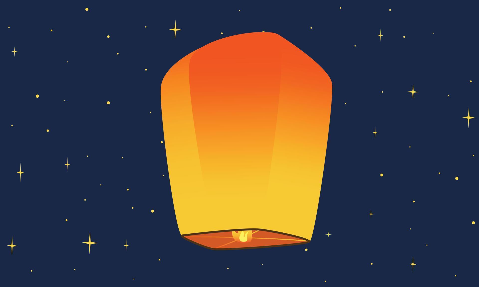 Flying sky lantern clipart. Simple sky lantern vector design