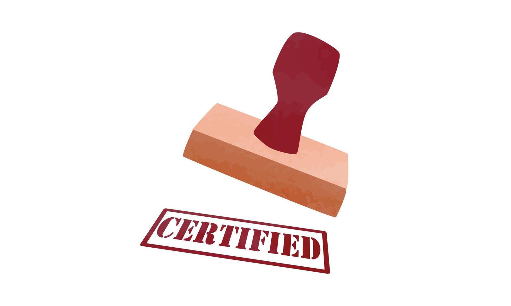Rubber stamp with certified sign clipart. Simple red rubber stamp