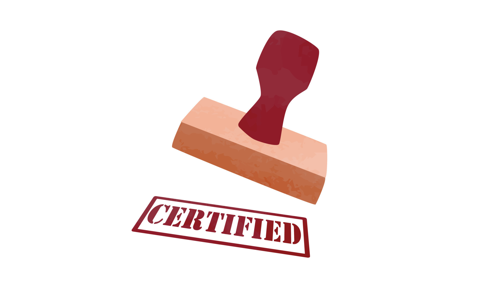 Rubber stamp with certified sign clipart. Simple red rubber stamp