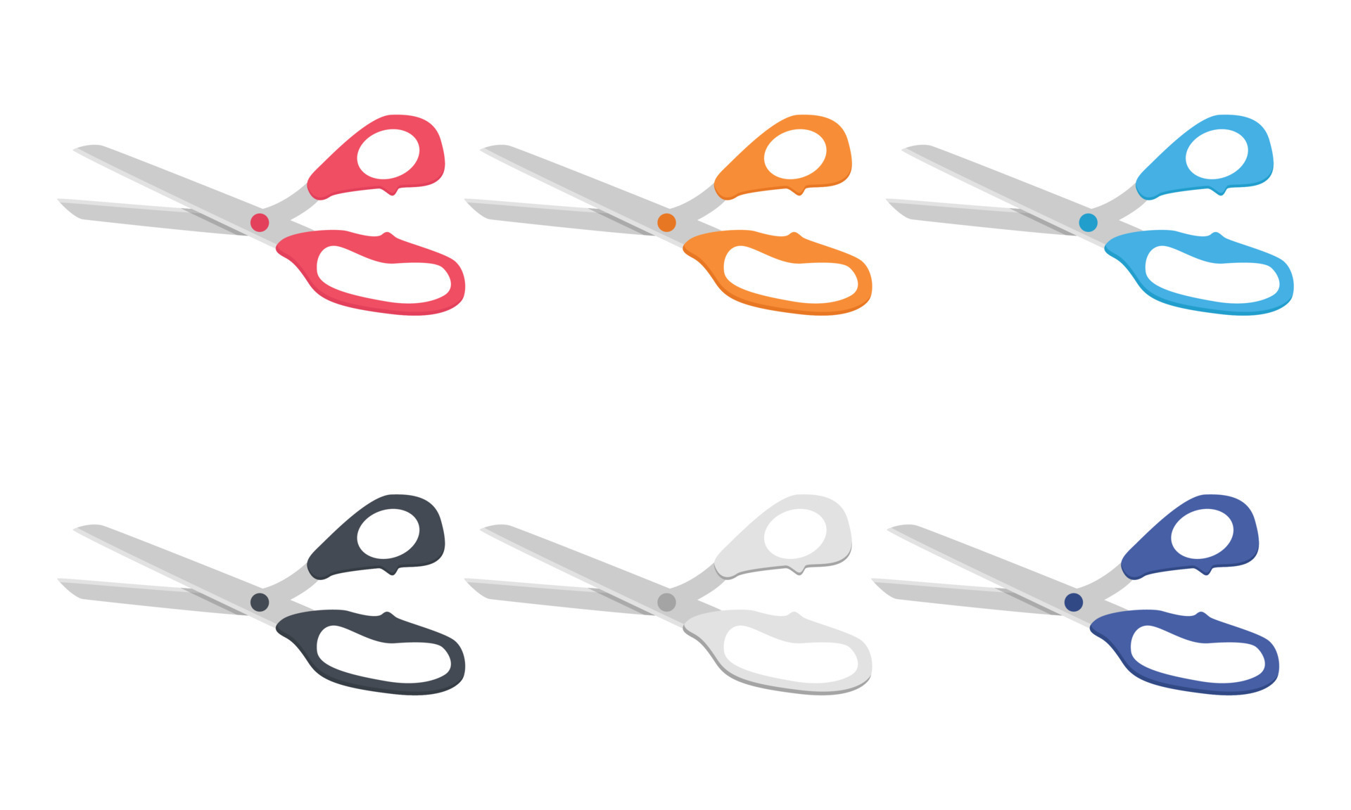 Set of multicolor kitchen scissors clipart vector illustration