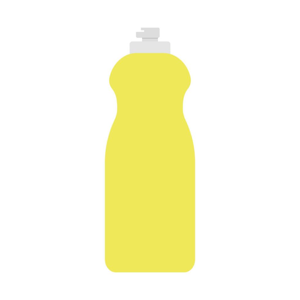 Plastic bottle of detergent clipart vector illustration. Yellow liquid detergent bottle for dish washing flat style vector design. Dish soap sign web icon, logo clipart. Domestic and household concept
