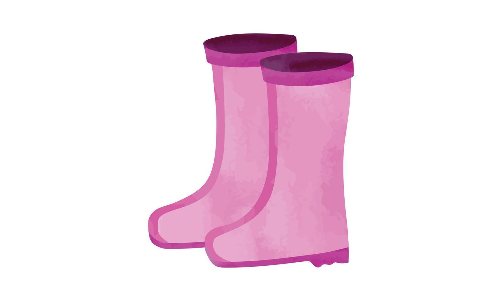 botas de jardinería simples pintura acuarela aislado sobre fondo blanco. lindas botas de jardín clipart. estilo de dibujos animados de botas de goma. botas de lluvia clipart dibujo ilustración vectorial vector