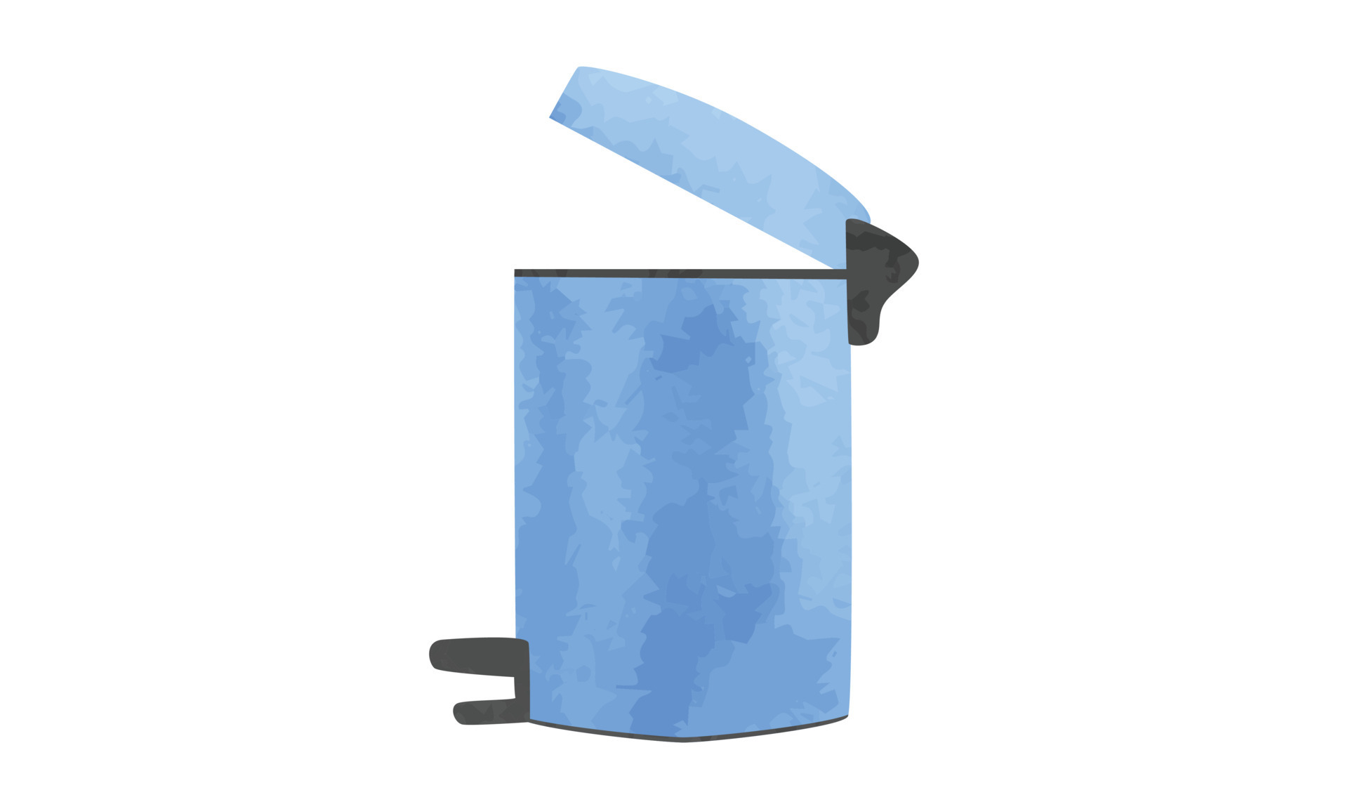 Trash can with pedal and open lid watercolor style vector illustration  isolated on white background. Pedal bin clipart. Kitchen bin simple clipart.  Cylinder pedal trash can opening lid cartoon drawing 11065114 Vector