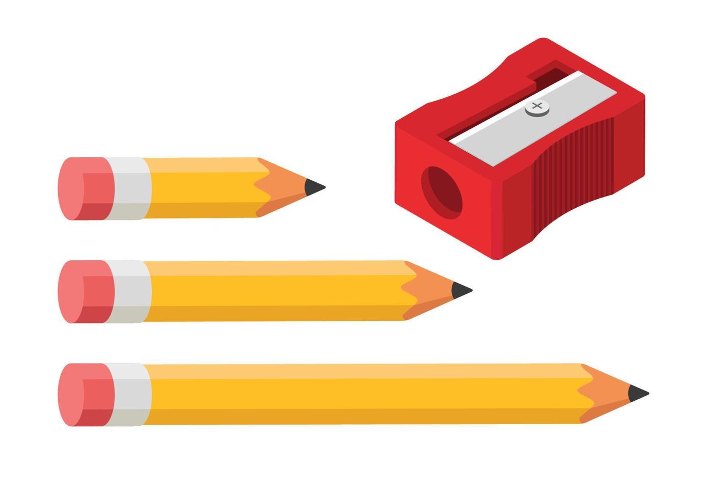 Pencil vector design. Pencil with different lengths and red pencil