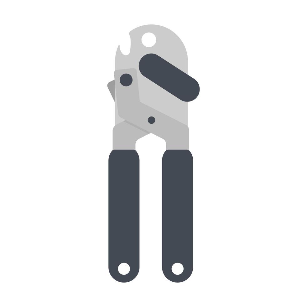 Modern can opener clipart vector illustration. Can opener with black plastic handle for opening cans flat style vector design. Can opener sign icon. Can opener clipart. Kitchen concept symbol