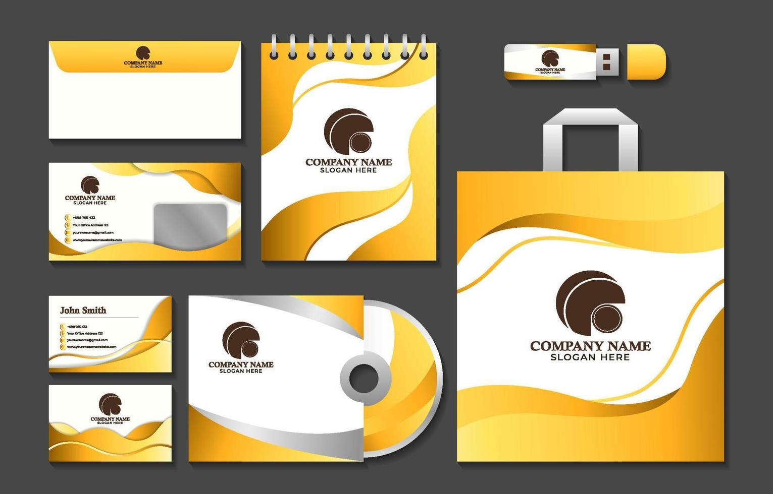 Business Kit White and Gold Accent vector