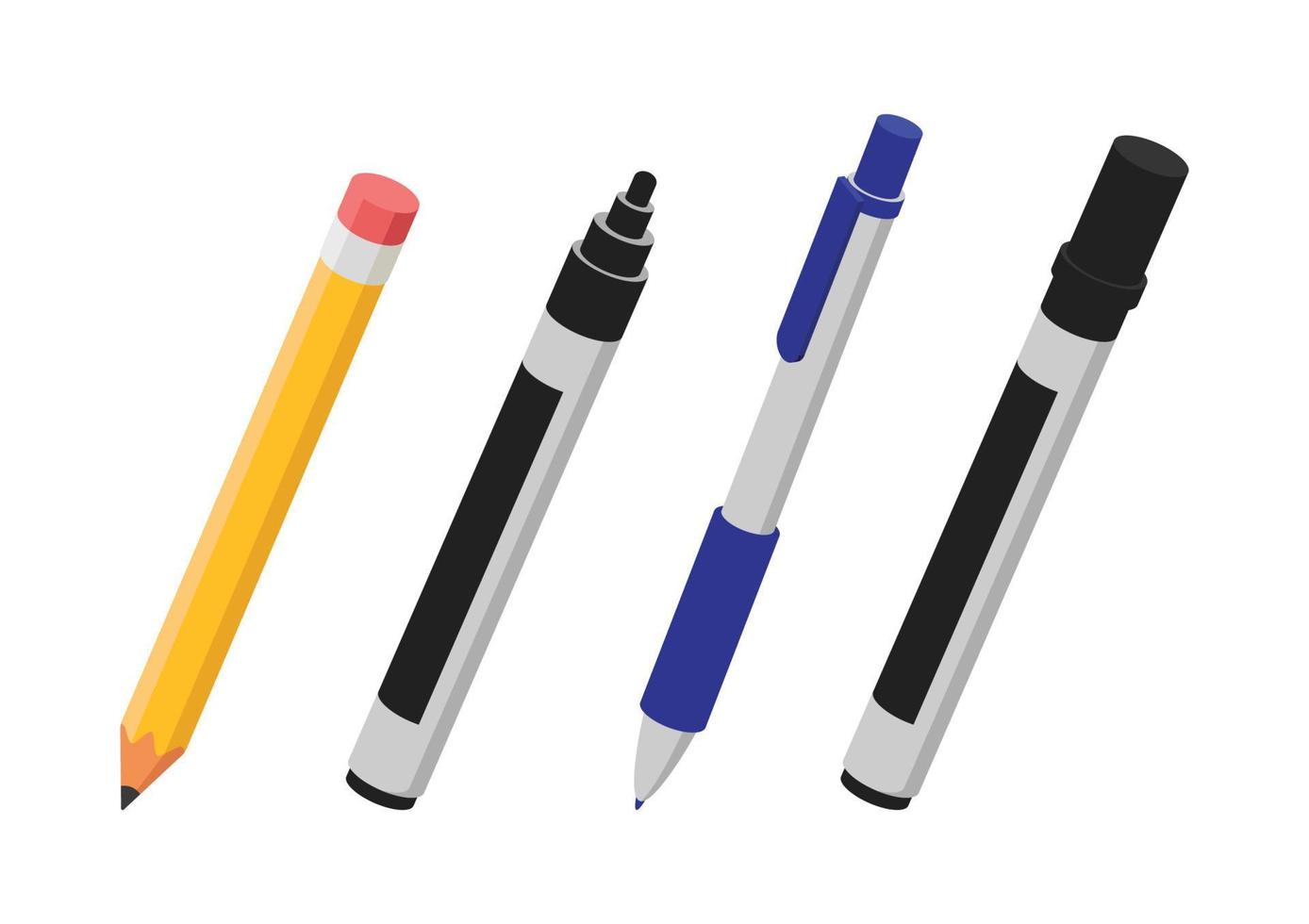 Pens, pencils, fountain pen and markers clipart set. Digital images or  vector graphics for commercial and personal use.