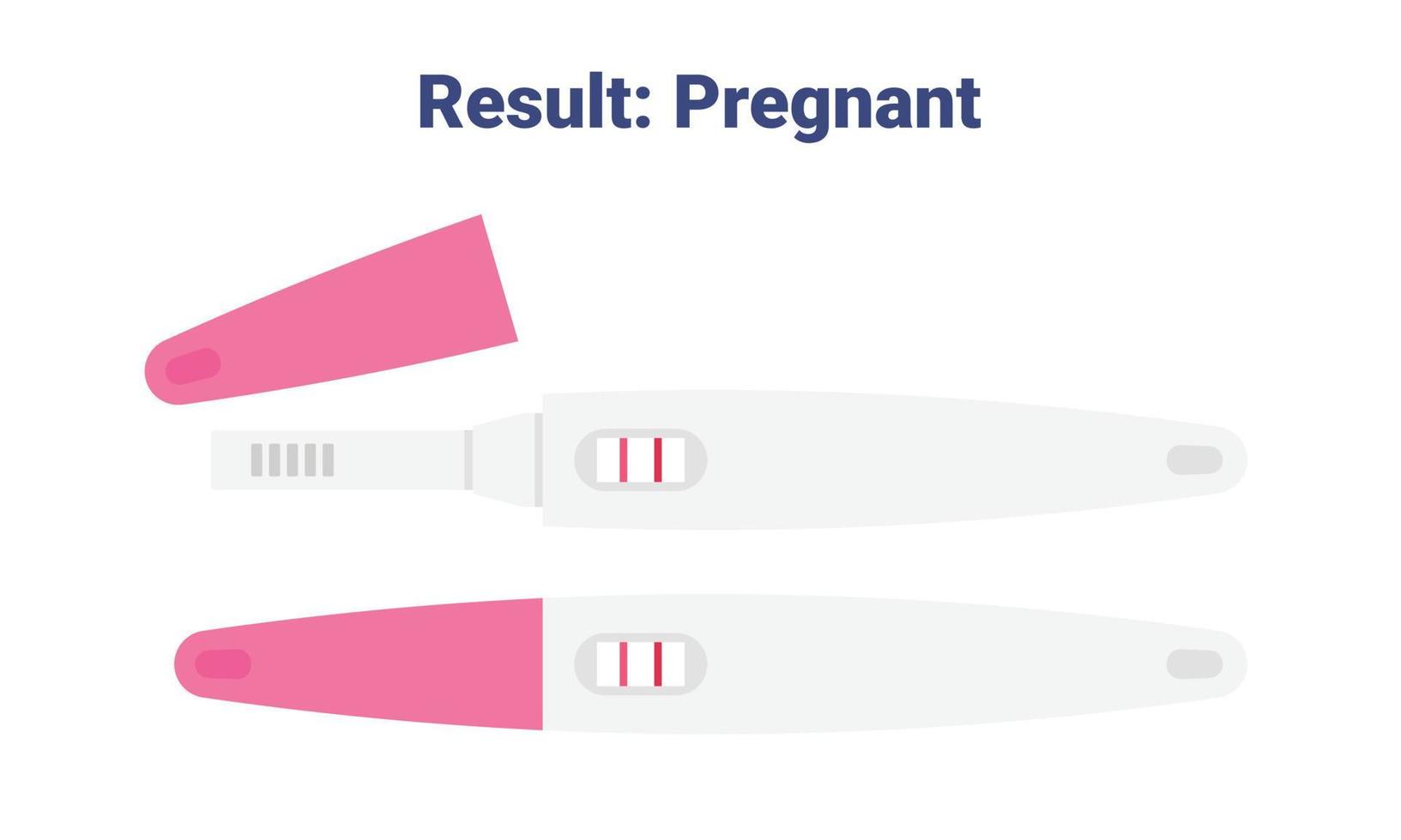 Positive pregnancy test result vector illustration. Pregnancy positive test with 2 stripes with cap flat design clipart. Pregnant result. Medical, female reproductive, planning of pregnancy concept