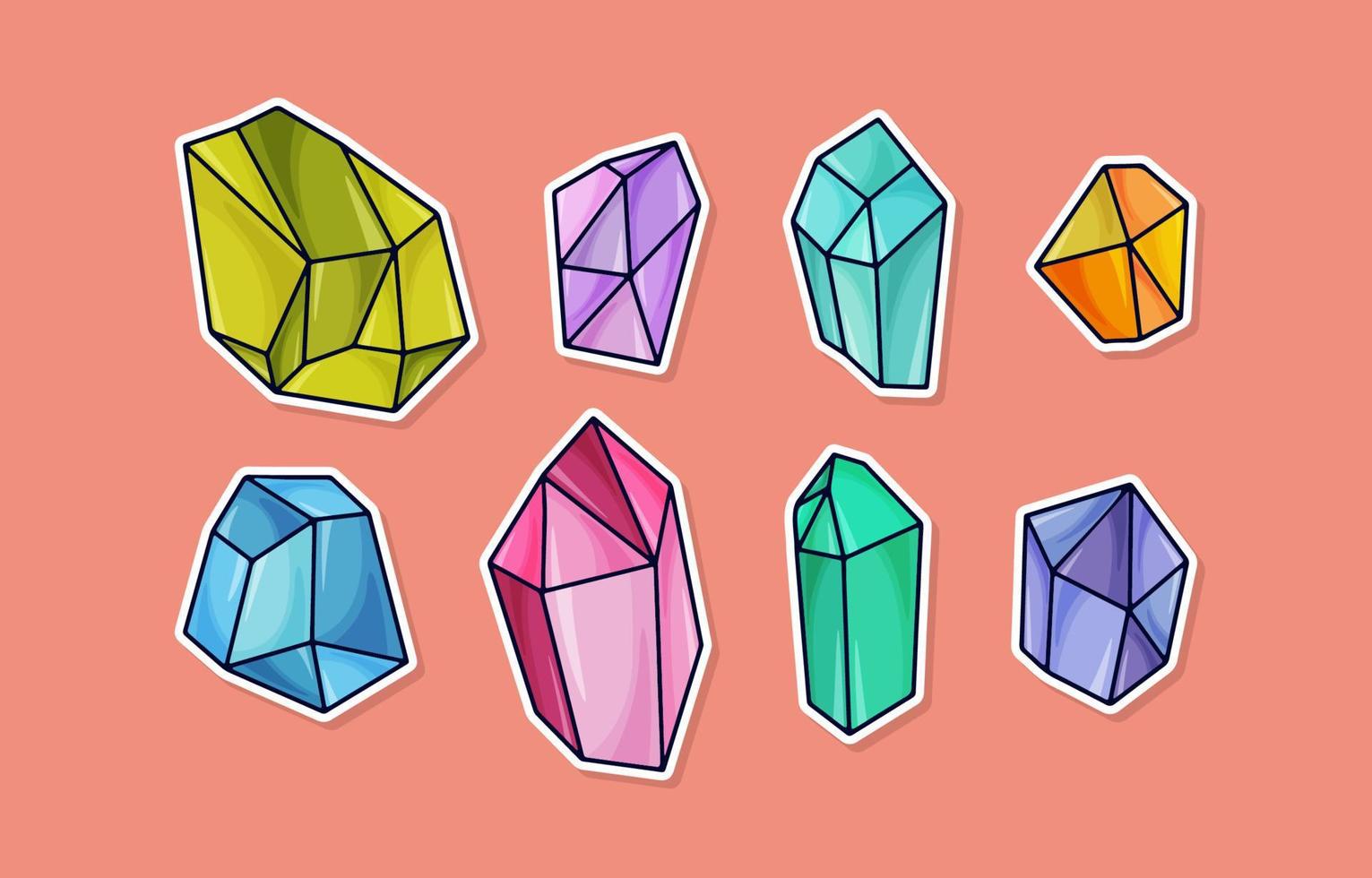 Gemstone Crystal Hand Drawn Outline Sticker vector