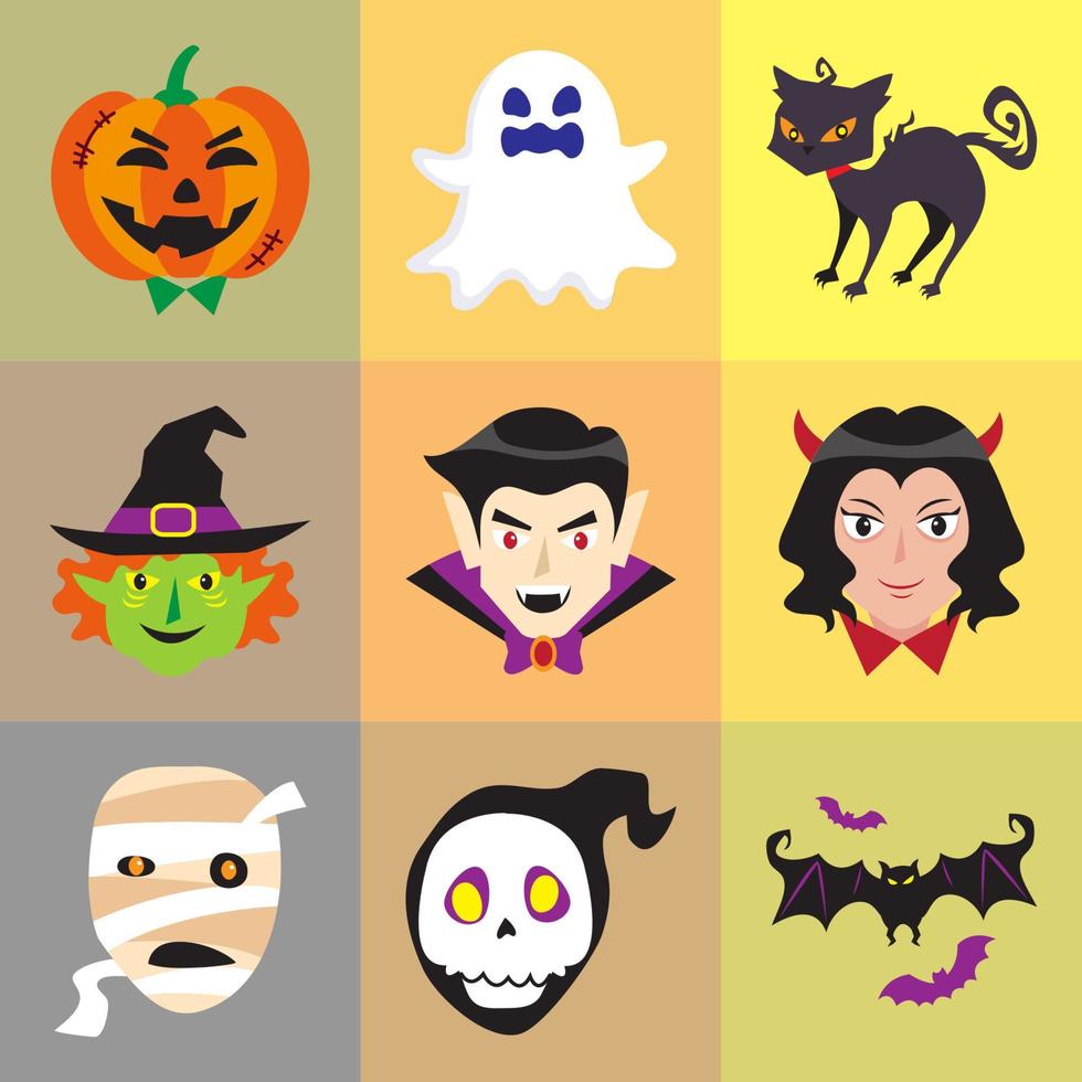 Cute Halloween Monster Icon Set vector