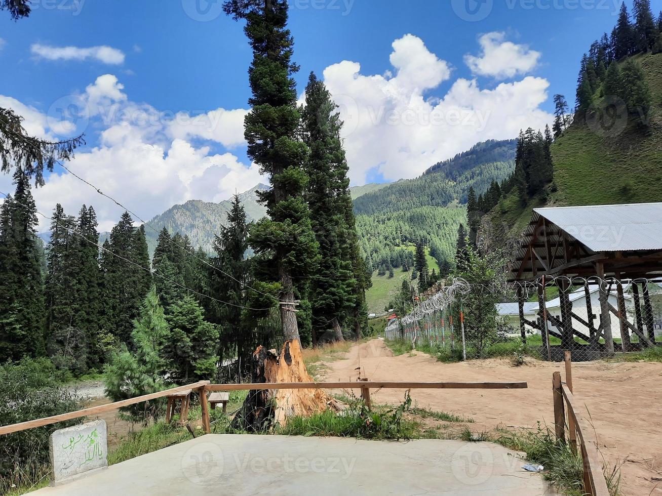 Kashmir is the most beautiful region in the world which is famous for its green valleys, beautiful trees, high mountains and flowing springs. photo