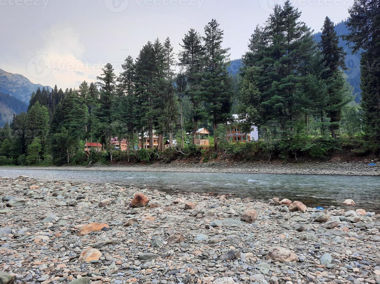 Kashmir is the most beautiful region in the world which is famous for its green valleys, beautiful trees, high mountains and flowing springs. photo