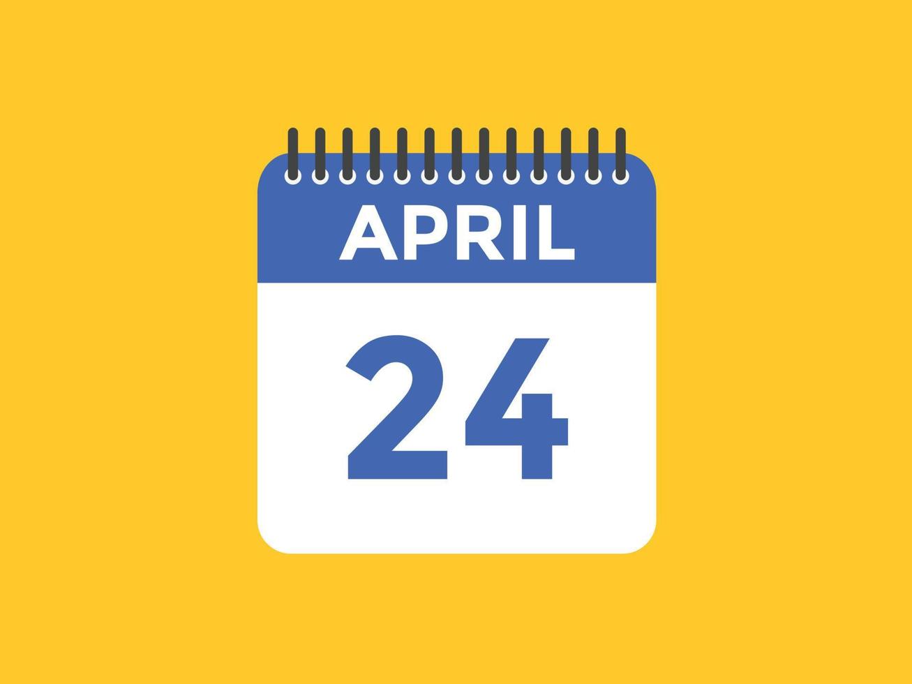 april 24 calendar reminder. 24th april daily calendar icon template. Calendar 24th april icon Design template. Vector illustration