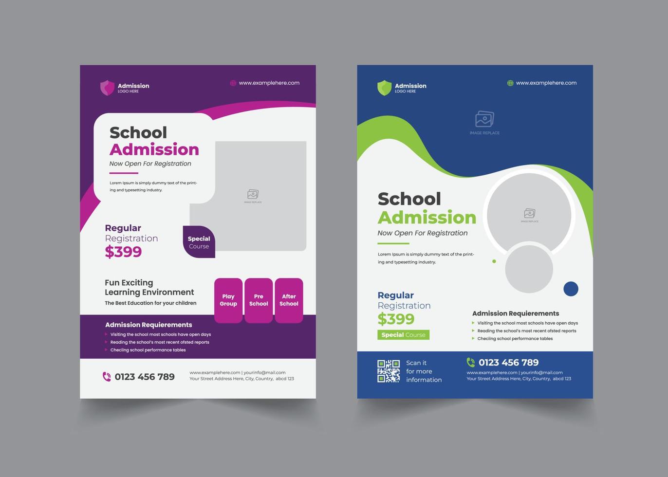 School Admission Flyer Design Template, School Education Admission, Corporate Banner, Kids Back To School Business Poster Layout Premium Vector Ads. Free Vector