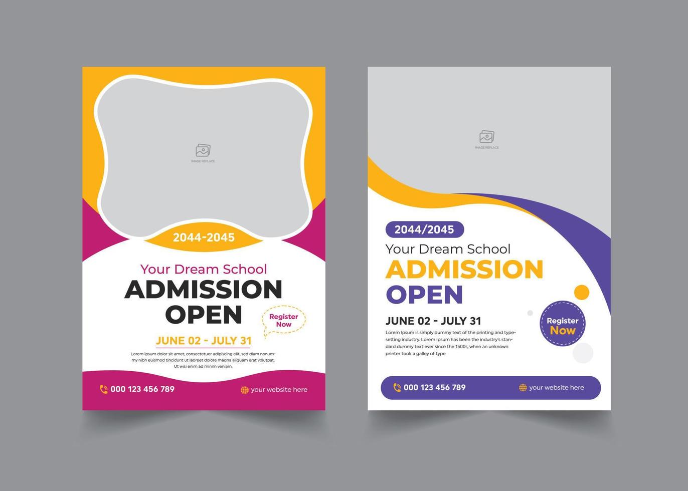 School Admission Flyer Design Template, School Education Admission, Corporate Banner, Kids Back To School Business Poster Layout Premium Vector Ads. Free Vector