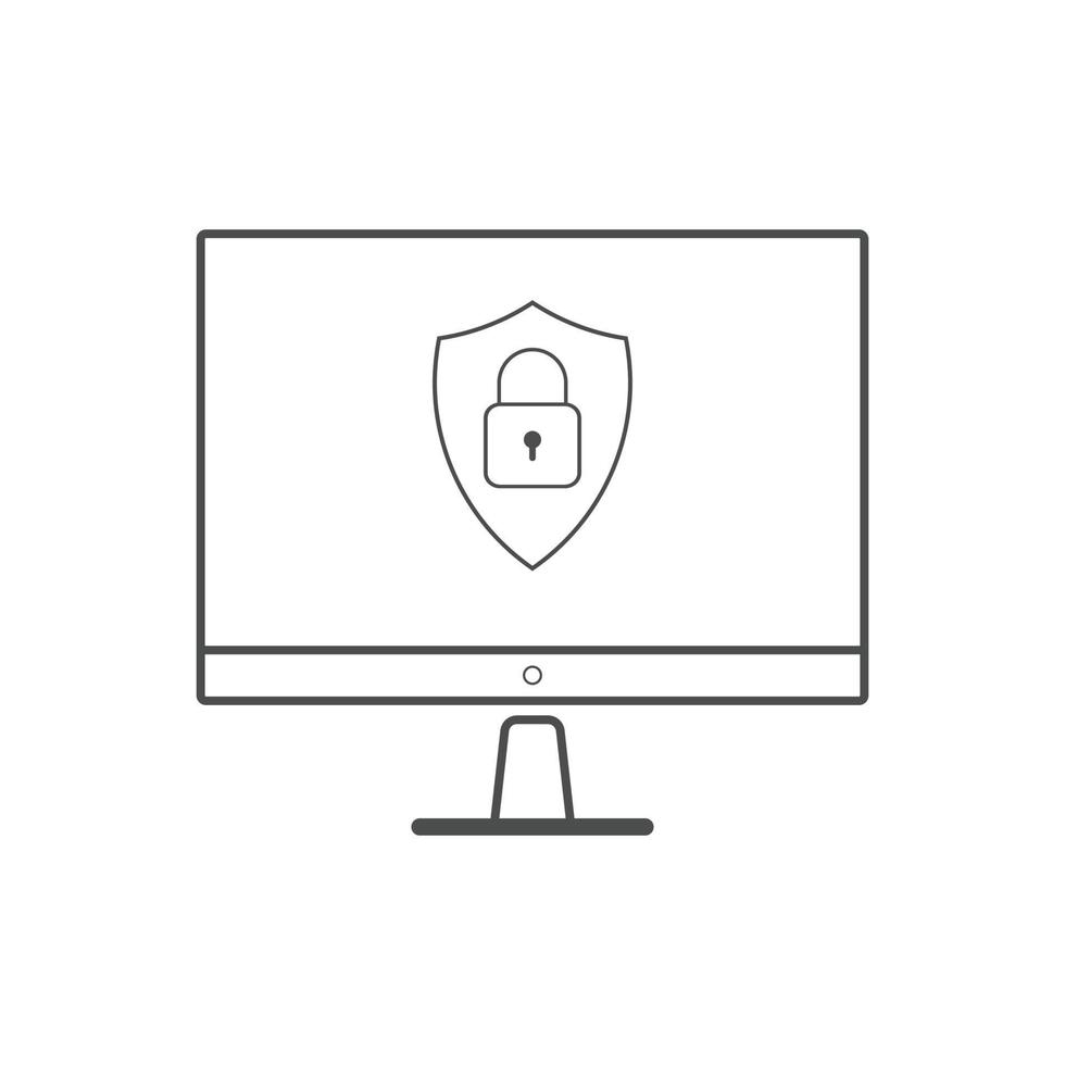 Web security line icons. Website security shield protection icon symbol vector