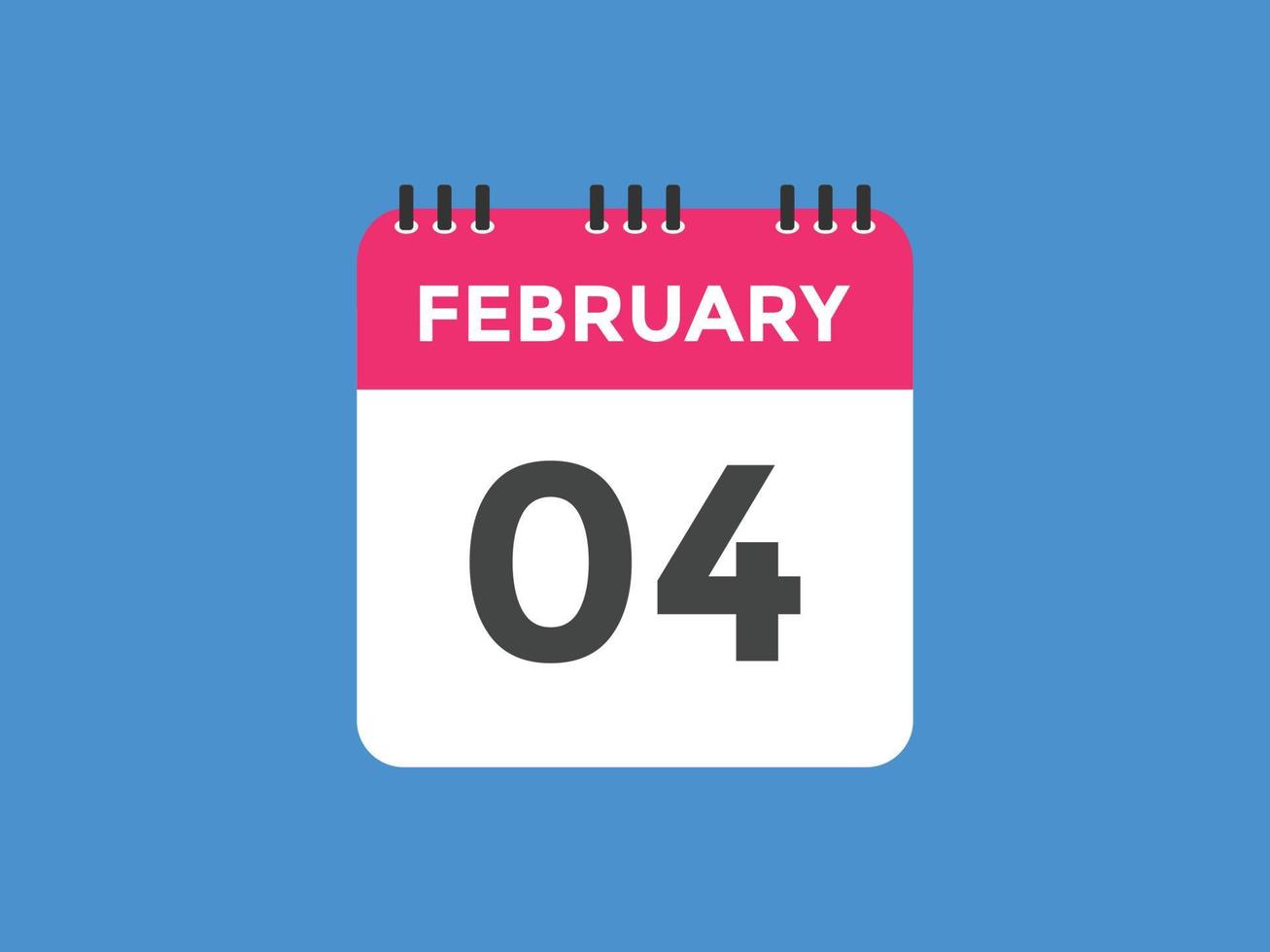 Recordatorio del calendario del 4 de febrero. Plantilla de icono de calendario diario del 4 de febrero. plantilla de diseño de icono de calendario 4 de febrero. ilustración vectorial vector