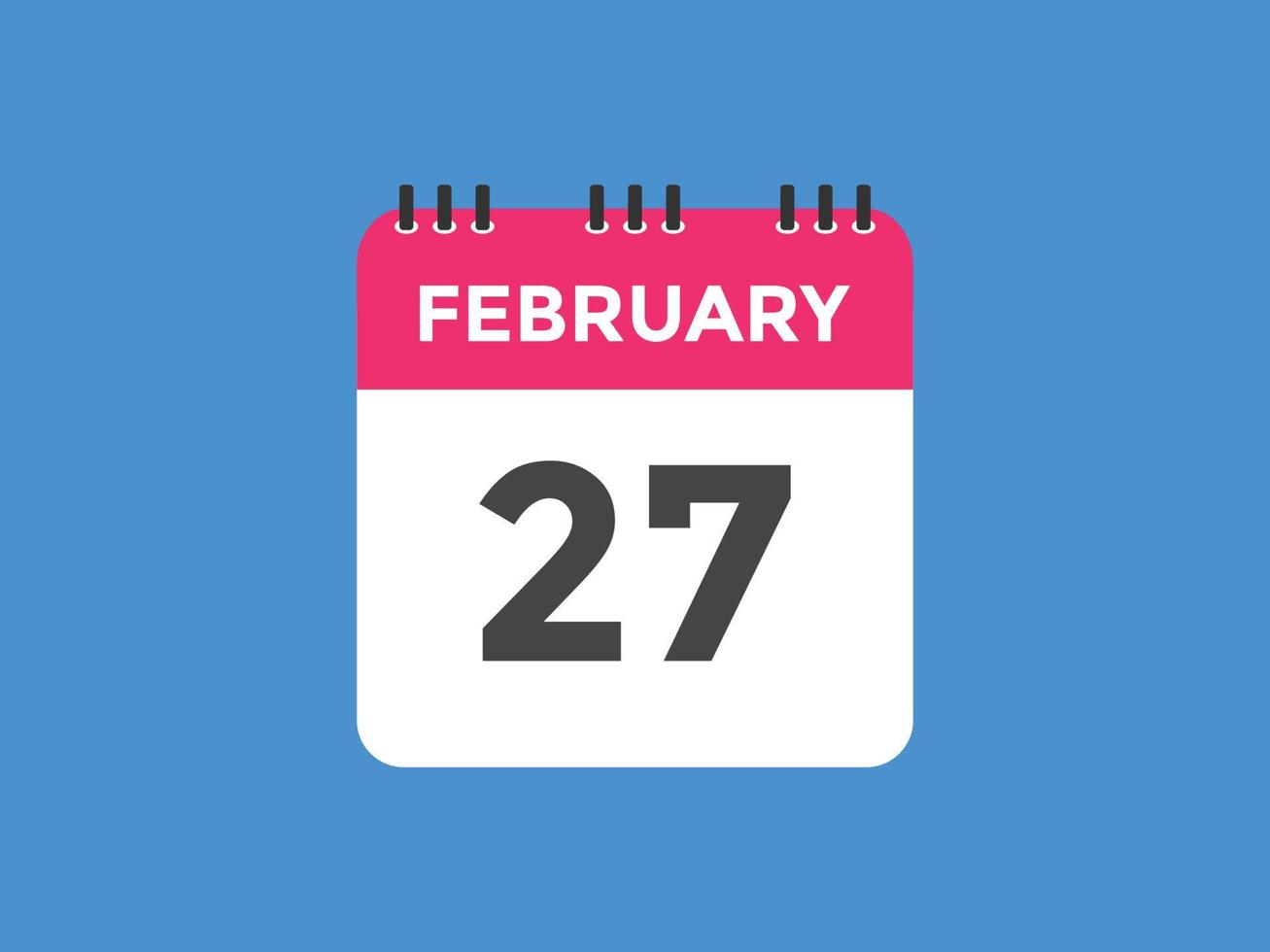 Recordatorio del calendario del 27 de febrero. Plantilla de icono de calendario diario del 27 de febrero. plantilla de diseño de icono de calendario 27 de febrero. ilustración vectorial vector