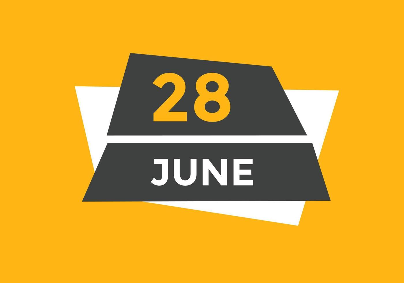 june 28 calendar reminder. 28th june daily calendar icon template. Calendar 28th june icon Design template. Vector illustration