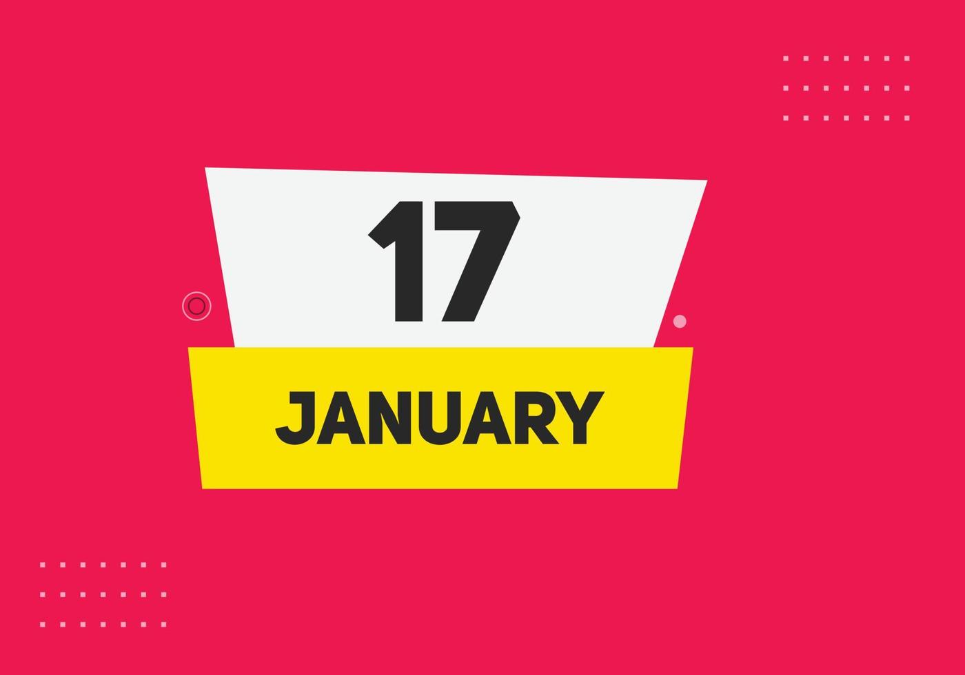 Recordatorio del calendario del 17 de enero. Plantilla de icono de calendario diario del 17 de enero. plantilla de diseño de icono de calendario 17 de enero. ilustración vectorial vector