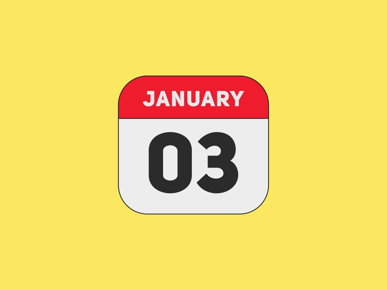 january 3 calendar reminder. 3rd january daily calendar icon template. Calendar 3rd january icon Design template. Vector illustration