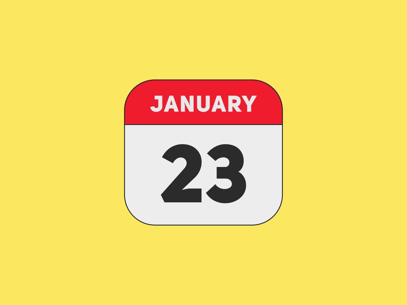 Recordatorio del calendario del 23 de enero. Plantilla de icono de calendario diario del 23 de enero. plantilla de diseño de icono de calendario 23 de enero. ilustración vectorial vector
