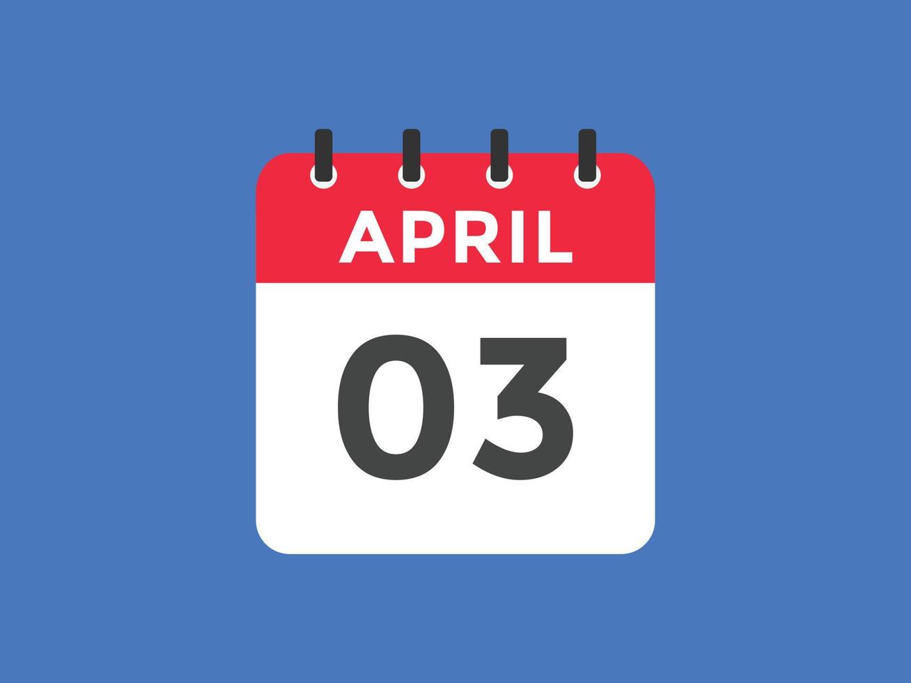 april 3 calendar reminder. 3rd april daily calendar icon template. Calendar 3rd april icon Design template. Vector illustration