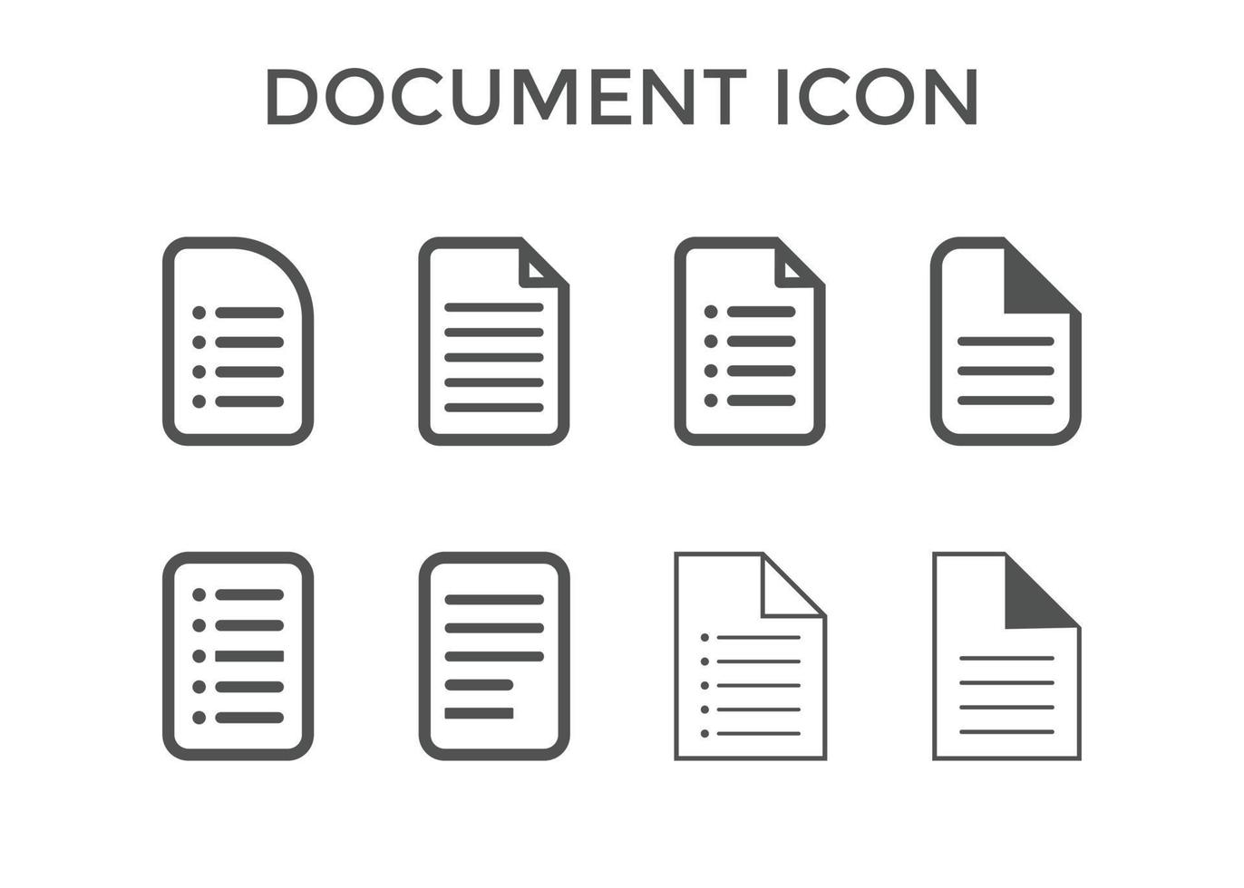 Set of Document  icons Vector illustration. Paper document page symbol for SEO and website