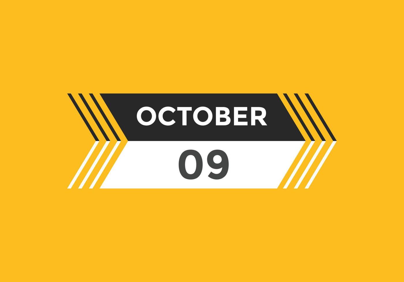 october 9 calendar reminder. 9th october daily calendar icon template. Calendar 9th october icon Design template. Vector illustration