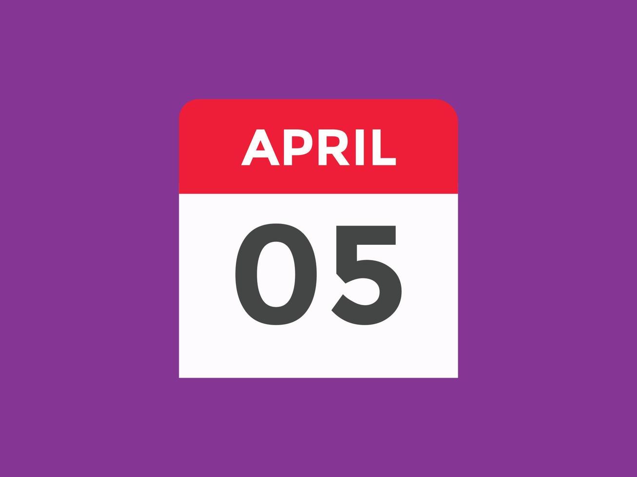 april 5 calendar reminder. 5th april daily calendar icon template. Calendar 5th april icon Design template. Vector illustration