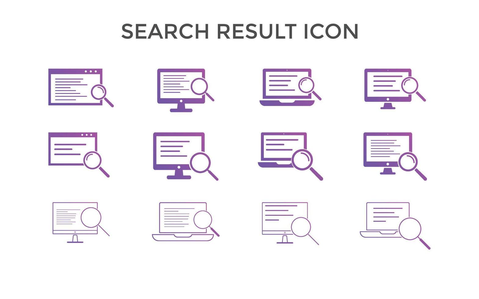 Set of search result icons Vector illustration.search result icon symbol for SEO, Website and mobile apps.