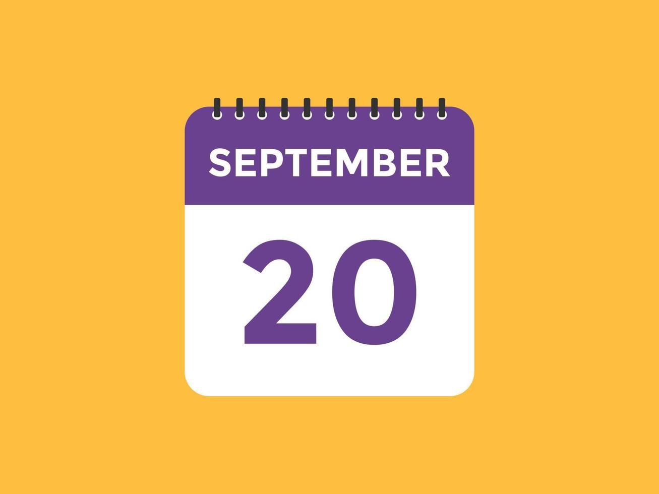 september 20 calendar reminder. 20th september daily calendar icon template. Calendar 20th september icon Design template. Vector illustration