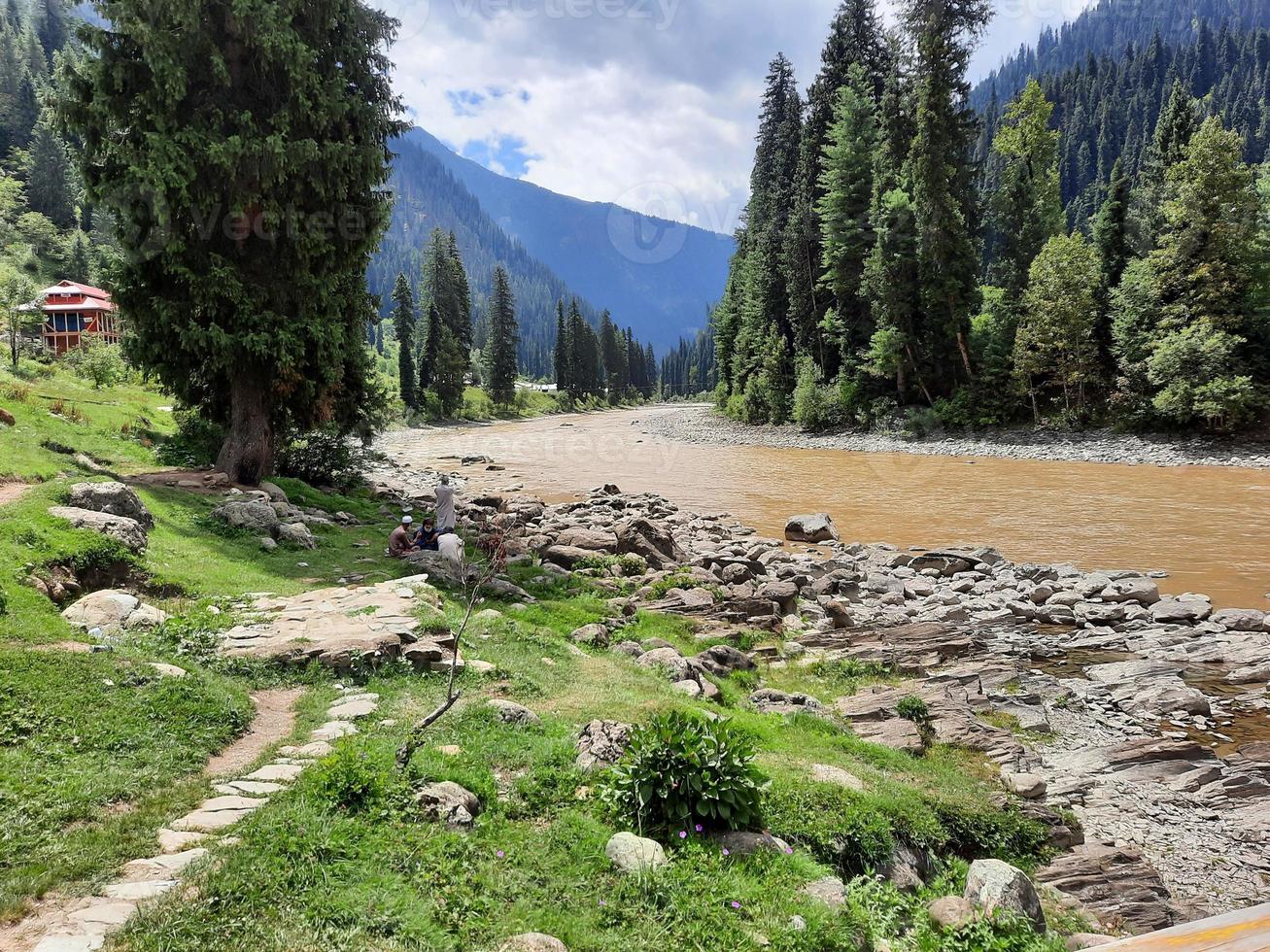 Kashmir is the most beautiful region in the world which is famous for its green valleys, beautiful trees, high mountains and flowing springs. photo